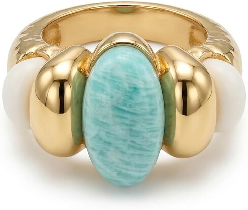 Natural Gemstone Tigereye Rose Quartz Turquoise Statement Rings for Women | Authentic natural gemstone centerpiece commands attention and delivers a bold vintage aesthetic at formal events. in Saudi Arabia