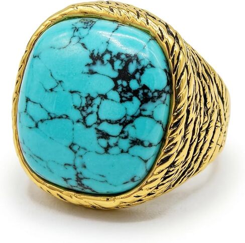 Natural Gemstone Tigereye Rose Quartz Turquoise Statement Rings for Women | Authentic natural gemstone centerpiece commands attention and delivers a bold vintage aesthetic at formal events. in Saudi Arabia