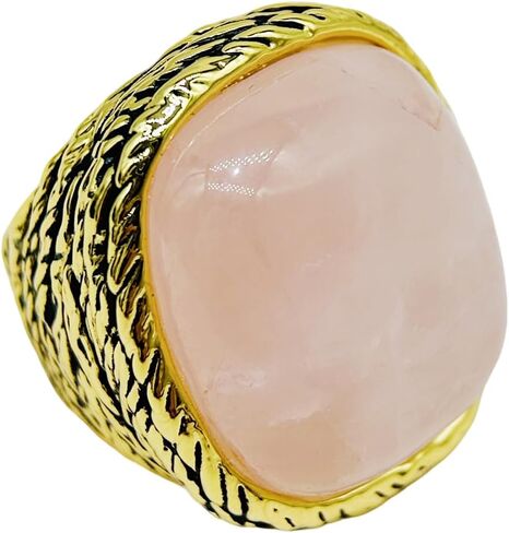 Natural Gemstone Tigereye Rose Quartz Turquoise Statement Rings for Women | Authentic natural gemstone centerpiece commands attention and delivers a bold vintage aesthetic at formal events. in Saudi Arabia