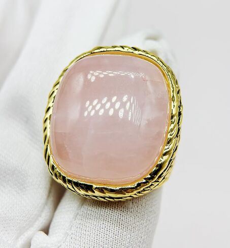 Natural Gemstone Tigereye Rose Quartz Turquoise Statement Rings for Women | Authentic natural gemstone centerpiece commands attention and delivers a bold vintage aesthetic at formal events. in Saudi Arabia