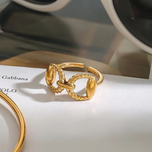 Chunky Gold Horsebit Rings for Women Vintage Western Horseshoe Rings Adjustable Equestrian Ring Statement Jewelry in Kuwait