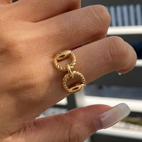 Chunky Gold Horsebit Rings for Women Vintage Western Horseshoe Rings Adjustable Equestrian Ring Statement Jewelry in Kuwait