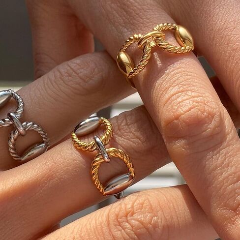 Chunky Gold Horsebit Rings for Women Vintage Western Horseshoe Rings Adjustable Equestrian Ring Statement Jewelry in Kuwait