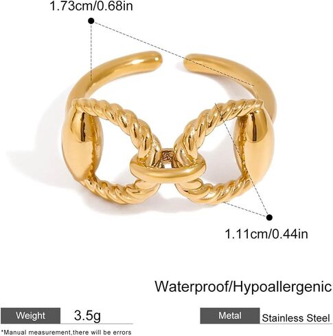 Chunky Gold Horsebit Rings for Women Vintage Western Horseshoe Rings Adjustable Equestrian Ring Statement Jewelry in Kuwait