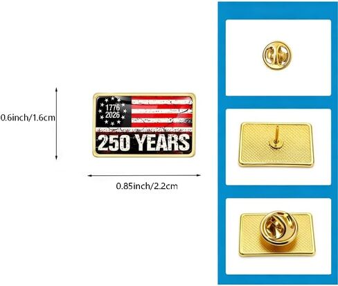 10/50/100 قطعة بروش دبوس تذكاري للاستقلال الأمريكي 250th (1776-2026)-ميدالية تذكارية بتصميم العلم الأمريكي الوطني in Kuwait