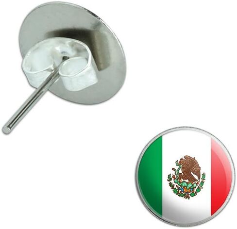 Mexico Mexican Flag Novelty Silver Plated Stud Earrings in Kuwait