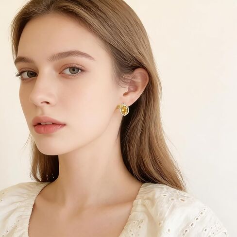 Asymmetrical Lemon Stud Earrings for Women, Enamel & Cubic Zirconia Hypoallergenic Sterling Silver Post, Yellow Fruit Summer Jewelry Gift in Saudi Arabia