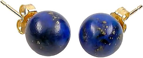 Trustmark 14K Yellow Gold 8mm Natural Lapis Lazuli Ball Stud Earrings in Saudi Arabia