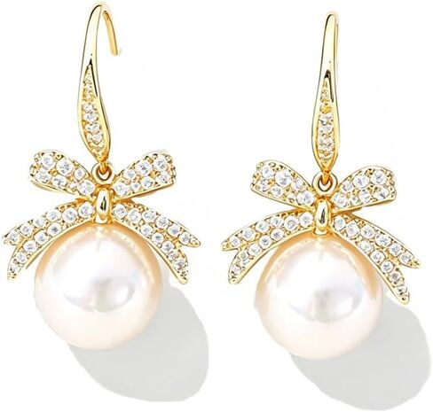 MIKAMU 14K Gold Letter Earrings for Women CZ cubic zirconia Pearl Earring for Women Jewelry in Saudi Arabia