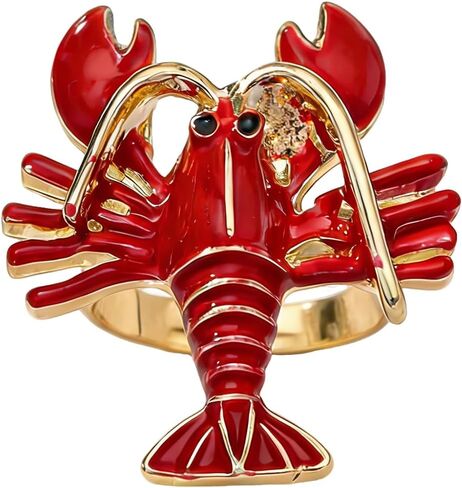 Lobster Ring for Women Crab Seashell Opening Adjustable Ocean Sea Animal Ring Summer Holiday Beachy Rings Hawaiian Beach Statement Jewelry in Kuwait
