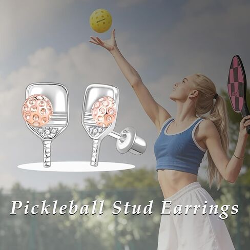 Pickleball Stud Earrings for Women: Sport Ball Earrings Screw Back Silver Hypoallergenic Lightweight Sports Jewelry Gift for Pickleball Lovers in Saudi Arabia