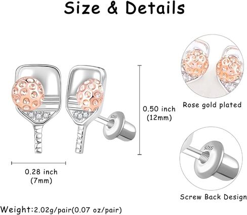Pickleball Stud Earrings for Women: Sport Ball Earrings Screw Back Silver Hypoallergenic Lightweight Sports Jewelry Gift for Pickleball Lovers in Saudi Arabia