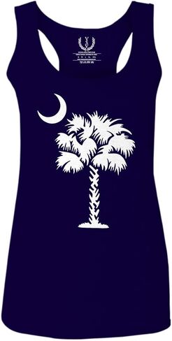 0337. South Carolina State Flag Logo Palmetto Women's Tank Top Racerback in Saudi Arabia