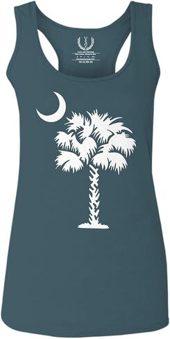 0337. South Carolina State Flag Logo Palmetto Women's Tank Top Racerback in Saudi Arabia