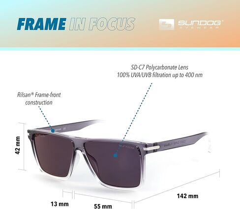 Sundog Eyewear Premium Sunglasses for Men - GvR60 - UV Protection Featured Lens Technology - Great Fit for Golf, Fishing, Fashion, Beach, Aviator, Driving Glasses - Crystal Grey/Clear Fade Smoke in Saudi Arabia