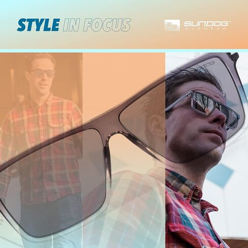 Sundog Eyewear Premium Sunglasses for Men - GvR60 - UV Protection Featured Lens Technology - Great Fit for Golf, Fishing, Fashion, Beach, Aviator, Driving Glasses - Crystal Grey/Clear Fade Smoke in Saudi Arabia