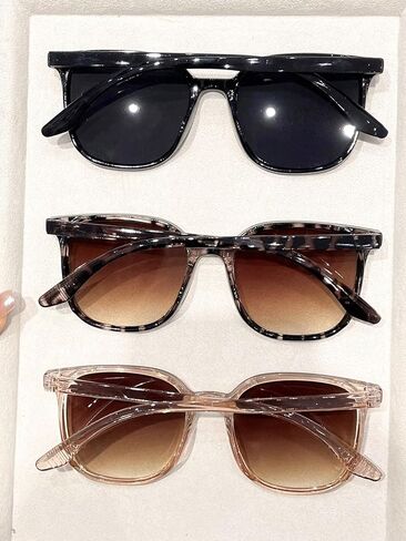 3pcs Plastic Square Full Frame Multicolor Inlaid Nail Tinted Lens Vintage Bohemian Decoration Fashion Sunglasses in Kuwait
