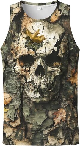 Men’s Camouflage Skull Tank Tops Sleeveless Muscle Shirt Casual Tank Tops for Gym, Workout, Outdoor in Kuwait