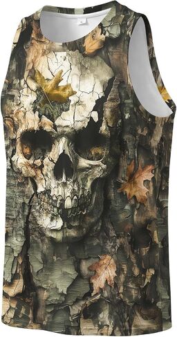 Men’s Camouflage Skull Tank Tops Sleeveless Muscle Shirt Casual Tank Tops for Gym, Workout, Outdoor in Kuwait