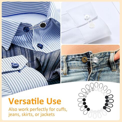 20 Pcs 5 Styles Collar Extenders for Mens Shirts, Elastic Neck Extenders/Button Extender for Dress Shirts, Tie, Suit Accessories Men for 1/2 Size Expansion of Men Dress Shirts in Saudi Arabia