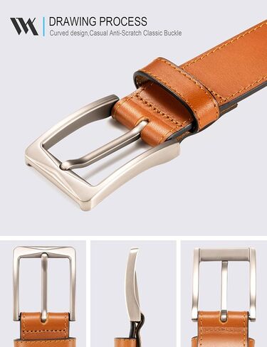 WOLFANT Men's 35mm Dress Casual Belt in Gift Box,100% Italian Full Grain Real Solid Leather in Kuwait