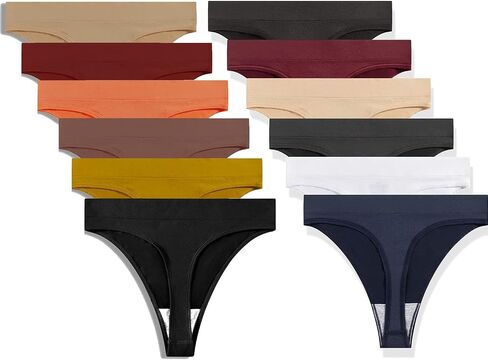 GRANKEE Women's High Waisted Breathable Seamless Thong Panties,No Show Workout Underwear,Comfortable Cotton Crotch,12 Pack (KPY NRG S) in Saudi Arabia
