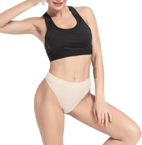 GRANKEE Women's High Waisted Breathable Seamless Thong Panties,No Show Workout Underwear,Comfortable Cotton Crotch,12 Pack (KPY NRG S) in Saudi Arabia