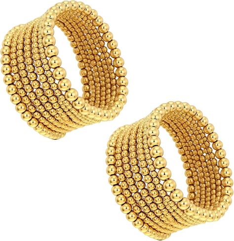 14PCS Gold Beaded Bracelets Set,Stretch Gold Bracelets for Women,Stackable Bracelets for Women,Trendy Bohemian Jewelry Suitable Women Daily Use Fashion Accessories Gifts in Saudi Arabia