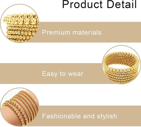 14PCS Gold Beaded Bracelets Set,Stretch Gold Bracelets for Women,Stackable Bracelets for Women,Trendy Bohemian Jewelry Suitable Women Daily Use Fashion Accessories Gifts in Saudi Arabia