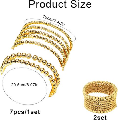 14PCS Gold Beaded Bracelets Set,Stretch Gold Bracelets for Women,Stackable Bracelets for Women,Trendy Bohemian Jewelry Suitable Women Daily Use Fashion Accessories Gifts in Saudi Arabia
