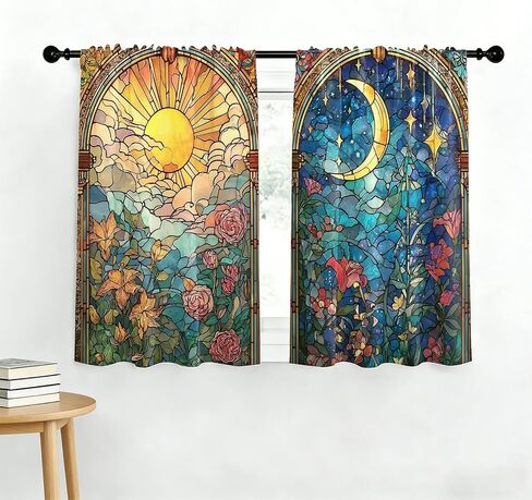 Beach Palm Trees Kitchen Curtains 28W X 36L Inch 2 Panels Rod Pocket Small Short Cafe Curtain Window Drapes Treatment Bathroom Home Decor in Saudi Arabia