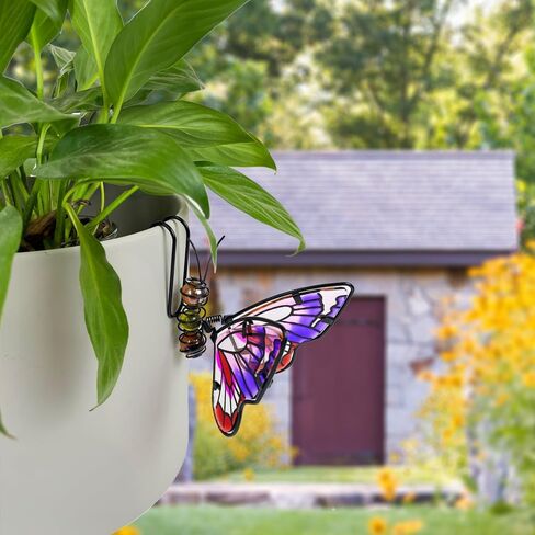 3 Pcs Butterfly & Dragonfly Mix Decorations for Flower Pots - Iron Painted Hanging Ornaments, Plant Pot Potted Hanger Figurines, Outdoor Garden Pendant Decor in Saudi Arabia