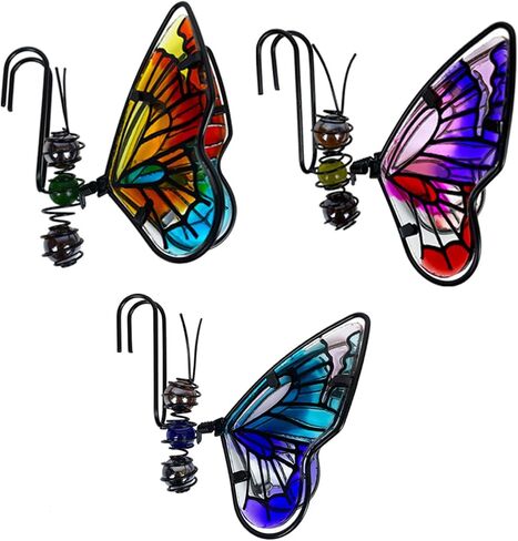 3 Pcs Butterfly & Dragonfly Mix Decorations for Flower Pots - Iron Painted Hanging Ornaments, Plant Pot Potted Hanger Figurines, Outdoor Garden Pendant Decor in Saudi Arabia