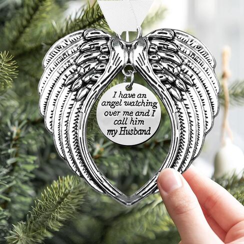 Christmas Memorial Hanging Ornaments Angel Wings, Memorial Gifts for Loss of Mother I Have a Angel Watching Over Me I Call Her Mom Sympathy Gifts for Loss of Loved One in Heaven in Saudi Arabia