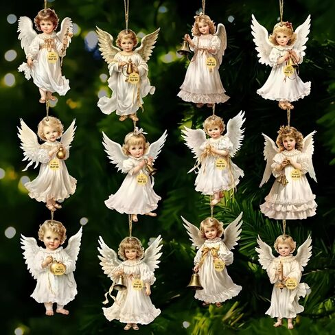 12 Pieces Angel Ornaments, Christmas Tree Decorations for Holiday Home Decoration in Kuwait