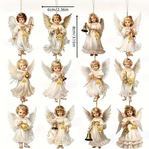 12 Pieces Angel Ornaments, Christmas Tree Decorations for Holiday Home Decoration in Kuwait
