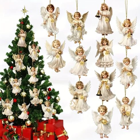 12 Pieces Angel Ornaments, Christmas Tree Decorations for Holiday Home Decoration in Kuwait