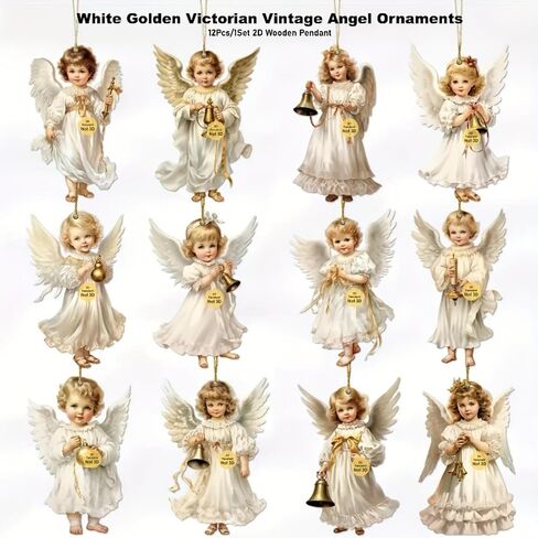 12 Pieces Angel Ornaments, Christmas Tree Decorations for Holiday Home Decoration in Kuwait