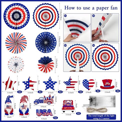 4th of July Decorations for Tree,Red White and Blue Patriotic Tree Ornaments for Memorial Day,Independence Day Wooden Hanging Decor，Patriotic Christmas Tree Decorations in Saudi Arabia