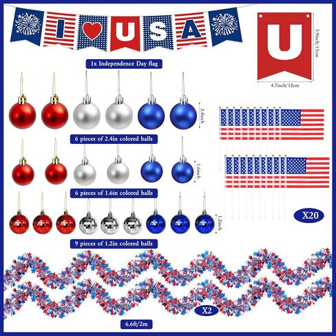 4th of July Decorations for Tree,Red White and Blue Patriotic Tree Ornaments for Memorial Day,Independence Day Wooden Hanging Decor，Patriotic Christmas Tree Decorations in Saudi Arabia