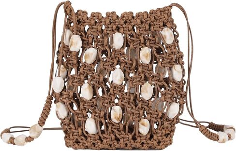 Boho Beaded Small Crossbody Bag for Women, Lightweight Crochet Cell Phone Purse with Adjustable Strap Crossbody Phone Purse in Saudi Arabia