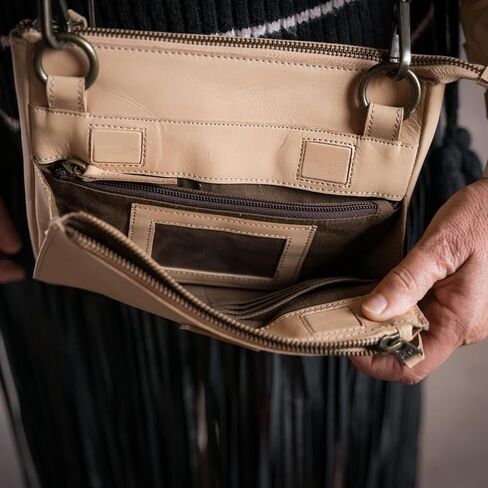 STS Ranchwear Women's Basic Bliss Buckskin Lily Crossbody - Genuine Leather Crossbody Handbag w/Zip Closure & Built-In Wallet in Saudi Arabia