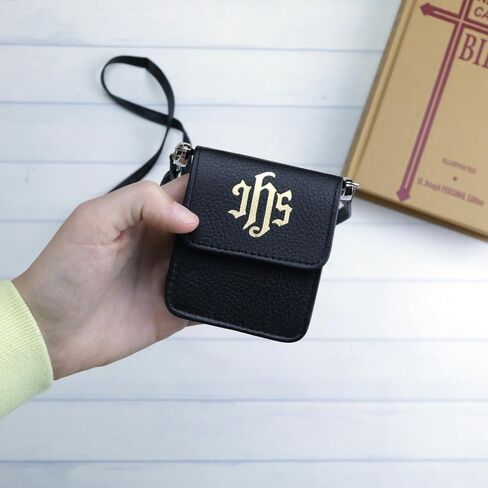 Needzo Genuine Leather Pyx Burse, IHS Communion Wafer Holder, Catholic Church Supplies, 3.5 x 3 Inches in Kuwait