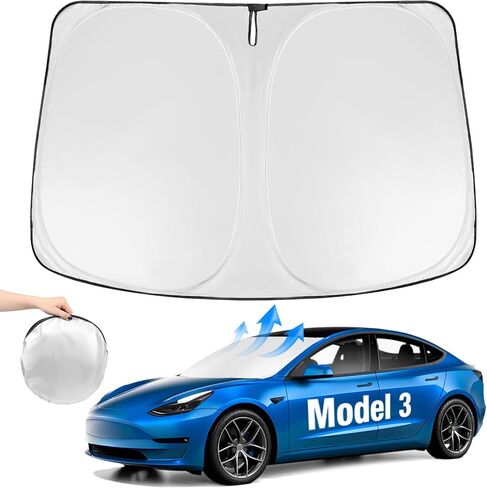 NEVERLAND Windshield Sun Shade for Cars, 210D Oxford Fabric Universal Front Window Sunshade Cover (57.87" x 27.56"), Heat & UV Rays Blocker for SUV and Sedan Interior Protection in Kuwait