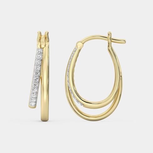 Itsy Bitsy by Gilded 1/4 ct. tw. Lab Grown Diamond F Color SI1, Double Hoop Earrings in 14K Gold Plated Sterling Silver | Pavé Two Row Diamond Hoops for Women in Saudi Arabia