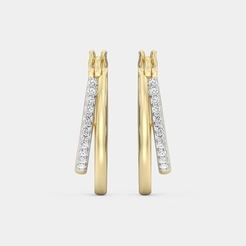 Itsy Bitsy by Gilded 1/4 ct. tw. Lab Grown Diamond F Color SI1, Double Hoop Earrings in 14K Gold Plated Sterling Silver | Pavé Two Row Diamond Hoops for Women in Saudi Arabia