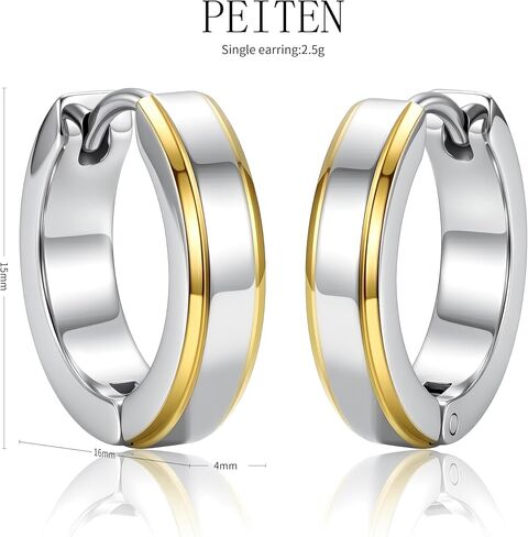 Two-Tone Hoop Earrings, Gold and Silver Stainless Steel, Modern Minimalist Style in Saudi Arabia