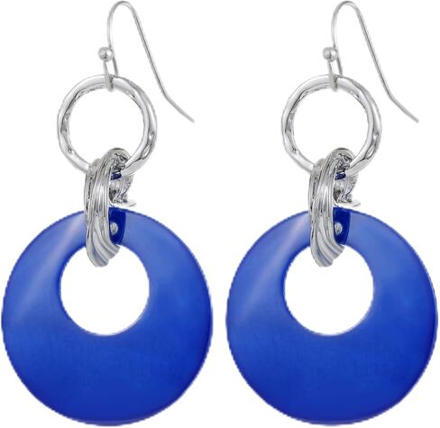 Elisheva Circle Hoop Dangle Earrings for Women, Lightweight Coated Colored Sea Shell Earrings, Double Ring Design in Saudi Arabia