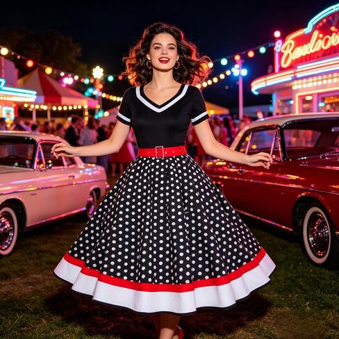 Colorful House Female Adult 1950s Vintage Costumes with Accessories Scarf Headbands Earrings Glasses 7 PCS in Saudi Arabia