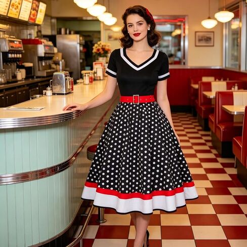 Colorful House Female Adult 1950s Vintage Costumes with Accessories Scarf Headbands Earrings Glasses 7 PCS in Saudi Arabia